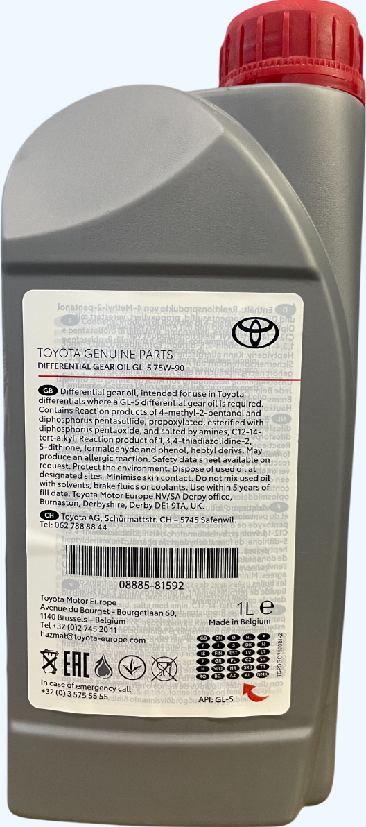 Олива трансмісійна Toyota Gear Oil Differential 75W-90 1л (08885-81592) (37565)