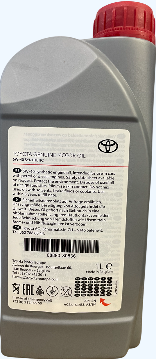 Моторна олива Toyota Engine Oil 5W40 1л (08880-80836) (37550)